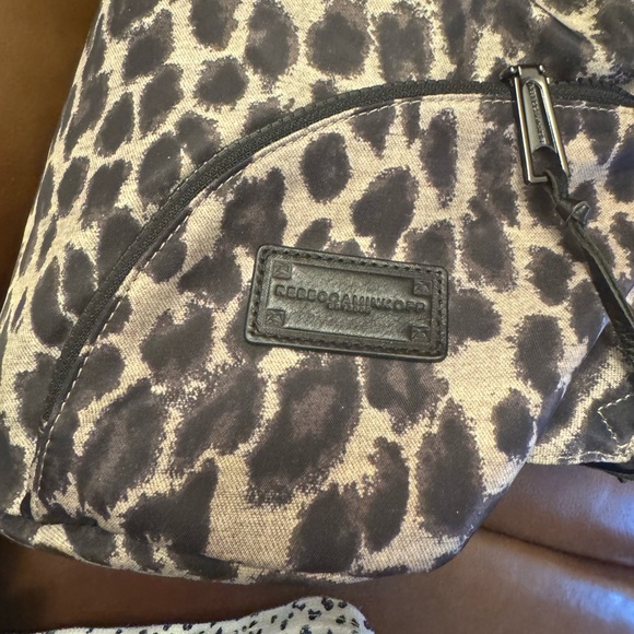 NWT Rebecca Minkoff Julian, mini leopard print backpack in black and gray nylon